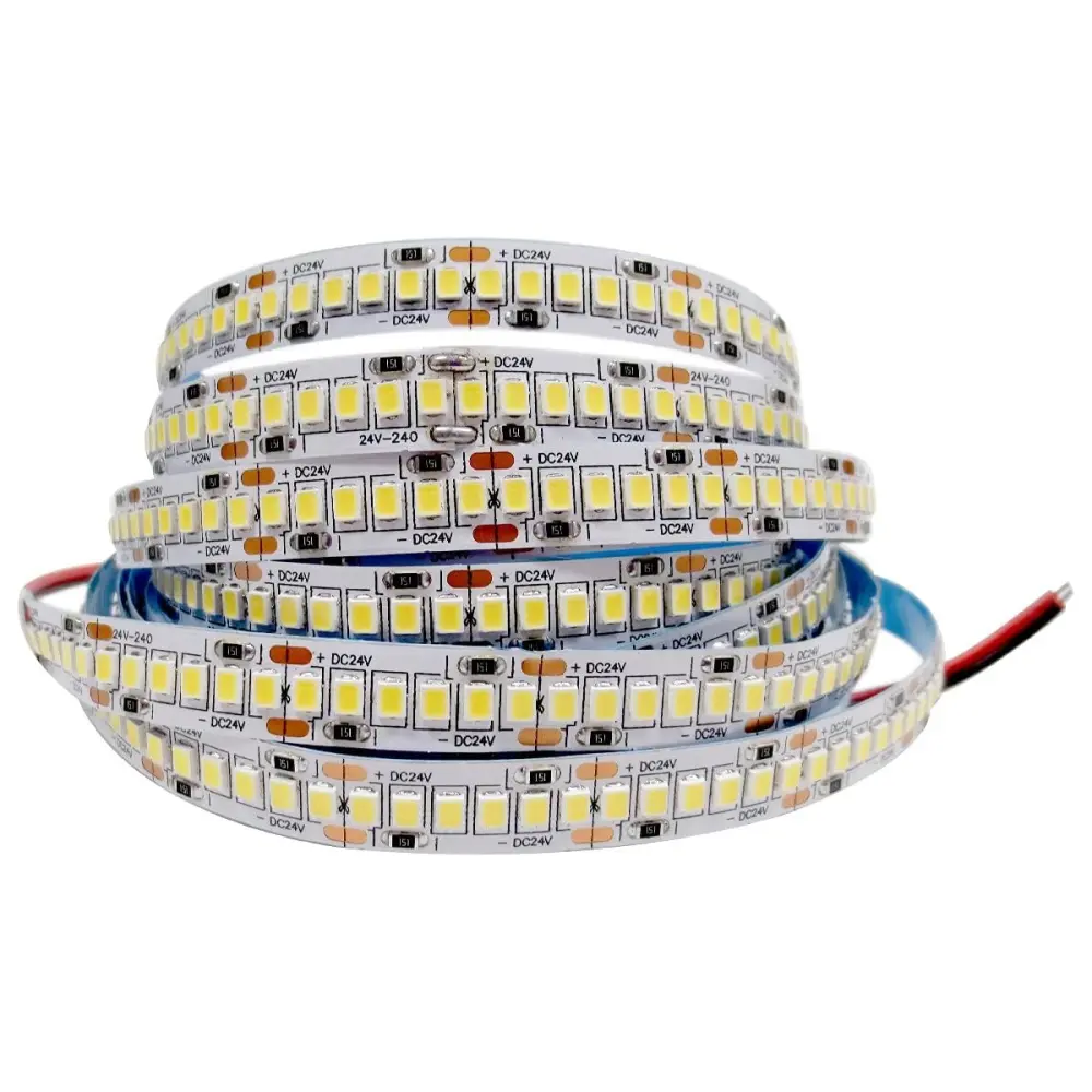 Tira LED 24v 1200 LEDs, 18w/m smd2835, luz cálida 3000k, 9000 lm, 10mm con Efectos de Luz