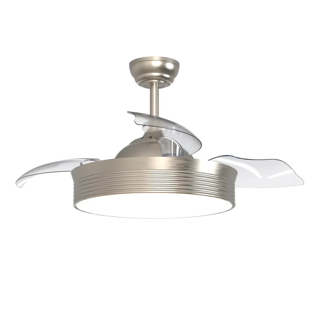 Ventilador de techo motor DC 107cm LED 36W 3CCT Palas Rectráctiles Níquel en Forma de Animal