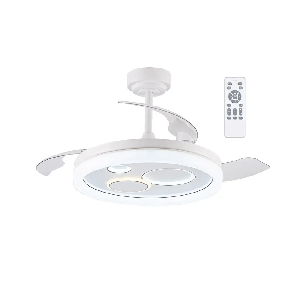 Ventilador de techo retráctil con luz LED 50w raina blanco cct débil ø106cm