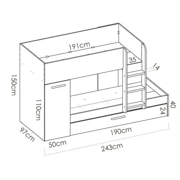 Caja de Derivación Cama Tom Tren 3 camas