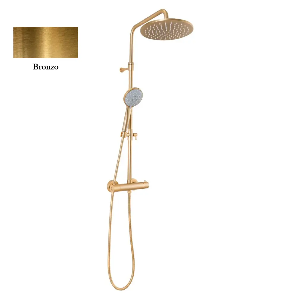 Colonna doccia bronzo orientabile con soffione, doccino e termostatico TM3C | IP44 | Blanco