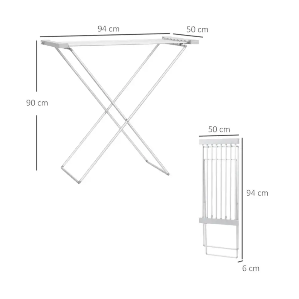 Tendedero eléctrico Homcom 120W con marco de aleación plegable plata 90x94x50 cm