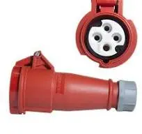 Conector Hermético TOMA AEREO 32AMP 3P+N+T 415V ROJO 6H IP44 "MENNEKE"