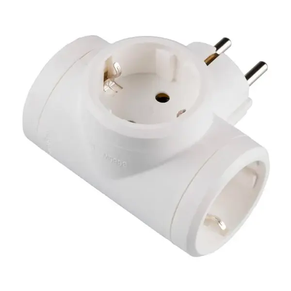 Marco Decorativo Adaptador Eléctrico 3 Tomas 2P+T 16A – Enchufe Múltiple Lateral con Toma de Tierra, Tipo Schuko, 3680...
