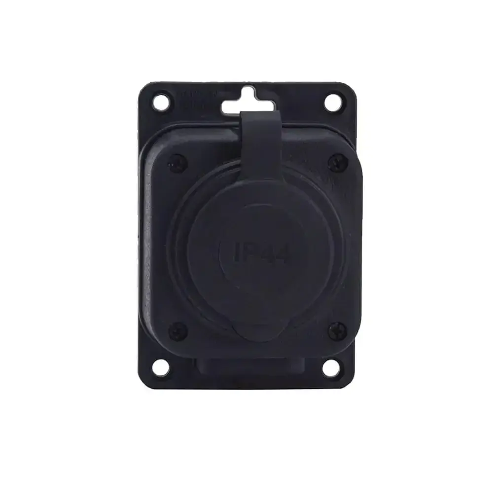 Toma de corriente de superficie de "goma" negra 250V, 16A, IP44, SCHUKO 2P+Z, 1KMP-F, Bylion en Color Blanco Puro