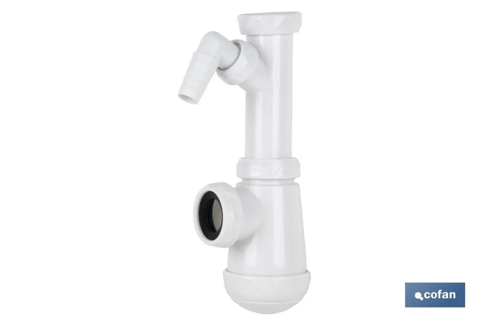 Sifón botella con salida ø32-40, racor 1 1/2 y toma auxiliar Cofan