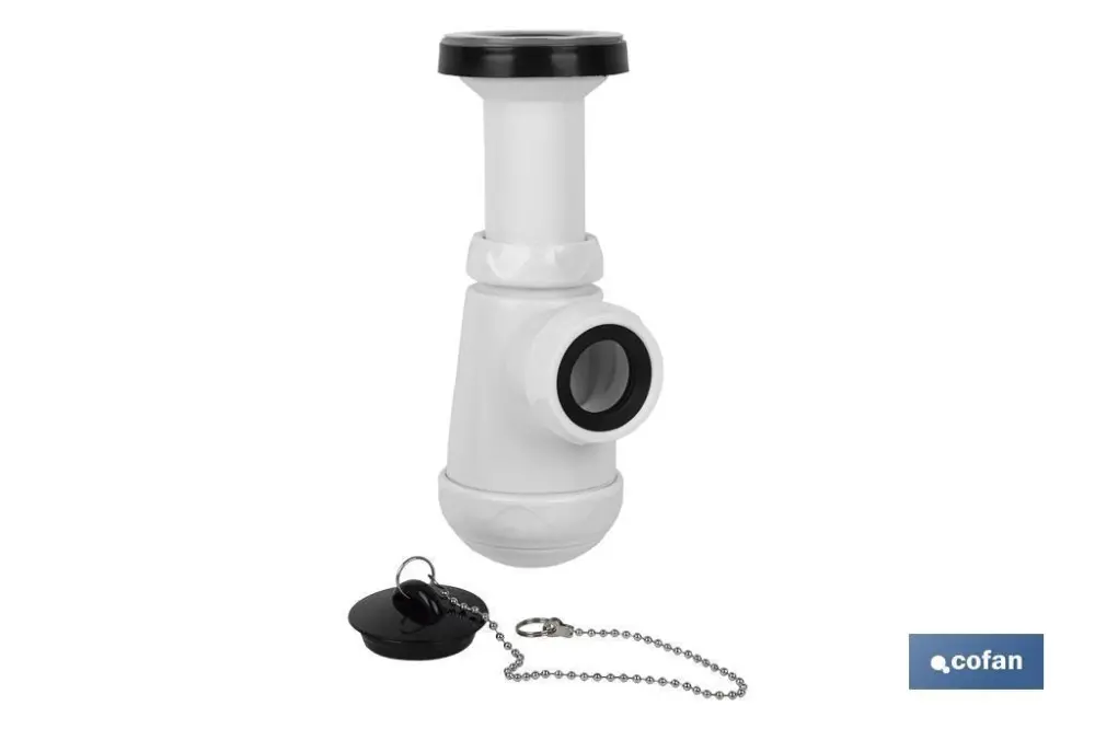 Sifón botella con salida ø32-40 y válvula lavabo bidé 1 1/2 x 70 Cofan