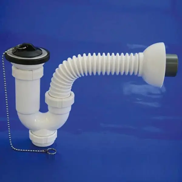 Sifon curvo extensible t-32-f multiorientable 1 1/2, con válvula y tapón. Hidrotecnoagua