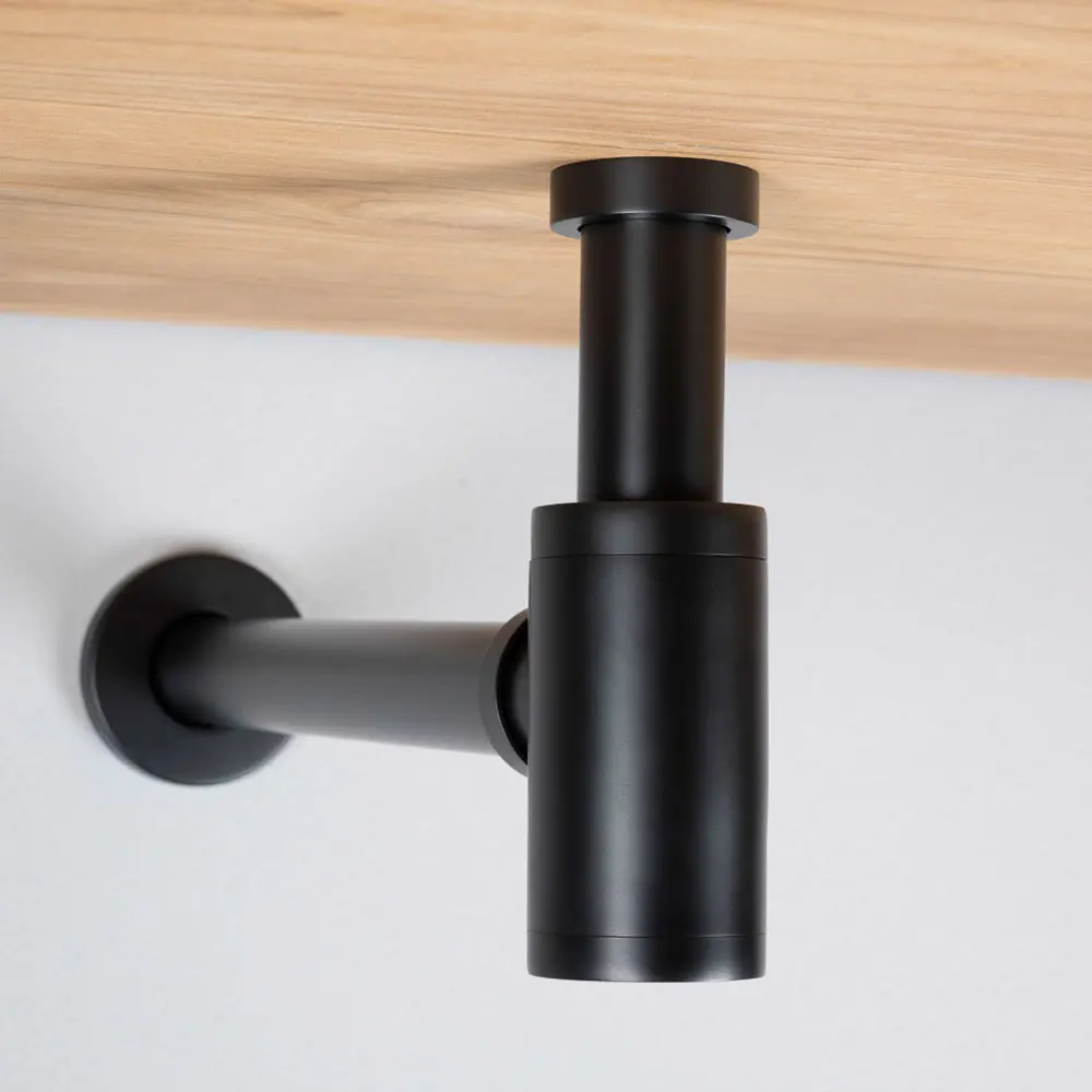 Kibath sifon de desagüe min redondo acabado negro mate fabricado en latón