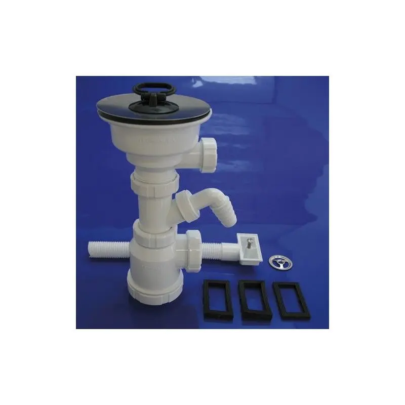 Sifon botella extensible t-2er 1 1/2 con rebosadero, valvula y tapón Wolfpack Linea Profesional