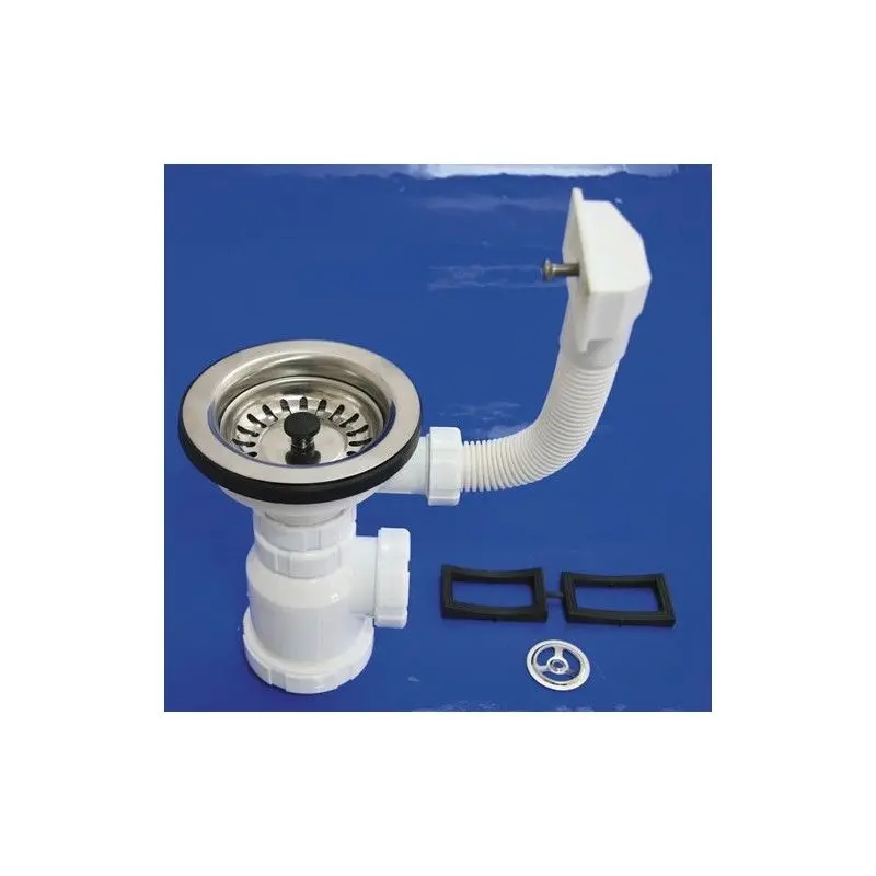 Sifon botella t-2-cr 1 1/2 con rebosadero y válvula cesta. Wolfpack Linea Profesional