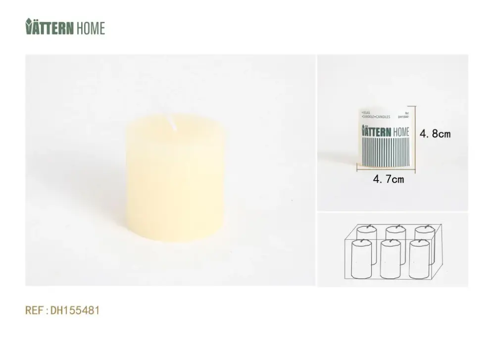 Decorativo LED Vela de pilar de 4,7 x 4,8 cm, de parafina sin aroma (blanco lechoso), que arde durante 15 horas