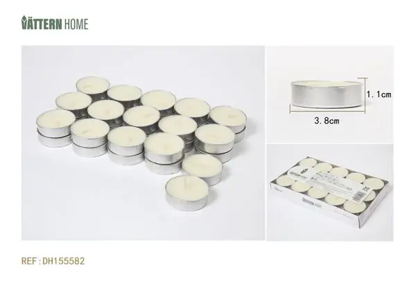 Paquete de 30 velas de té de 3,8 x 1,1 cm, de parafina sin aroma (blanco lechoso), que duran 4 horas | Multicolor | Cambi...