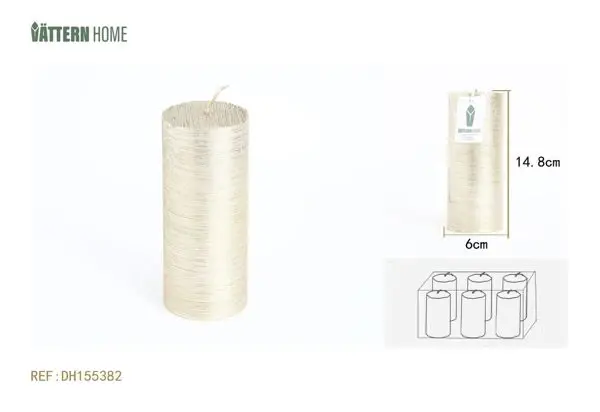 Resistente IP65 Vela de pilar de 6 x 14,8 cm, de parafina sin aroma (dorada), que arde durante 50 horas