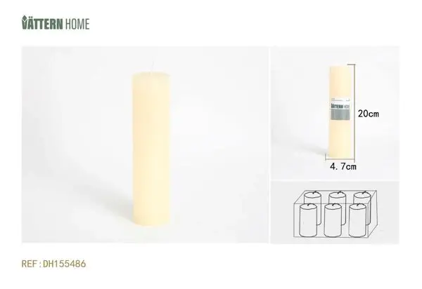 Resistente IP65 Vela de pilar de 4,7 x 20 cm, de parafina sin aroma (blanco lechoso), que arde durante 60 horas
