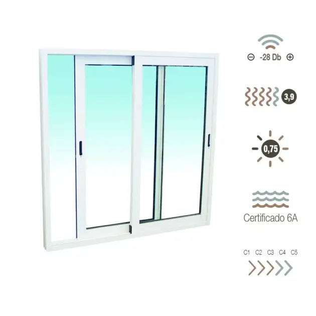 Ventana de aluminio corredera 100 x 100 cm sucroal