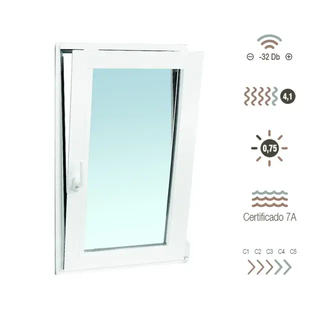 Ventana de aluminio oscilobatiente 100 x 70 cm derecha sucroal