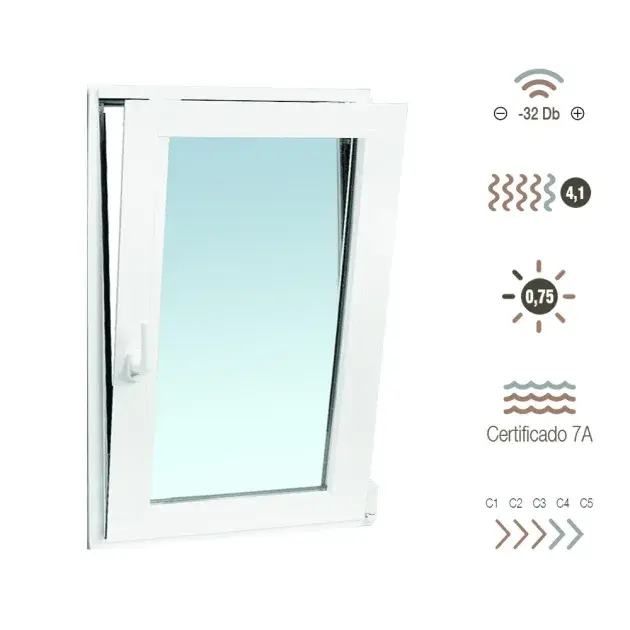 Ventana de aluminio oscilobatiente 100 x 80 cm derecha sucroal