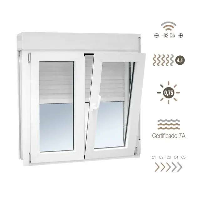 Ventana de aluminio oscilobatiente 116 x 128 cm con persiana sucroal