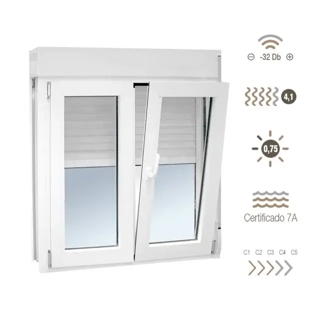 Ventana de aluminio oscilobatiente 136 x 108 cm con persiana sucroal