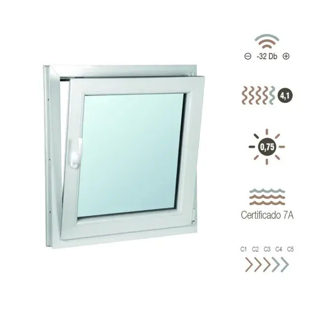 Ventana de aluminio oscilobatiente 60 x 50 cm derecha sucroal