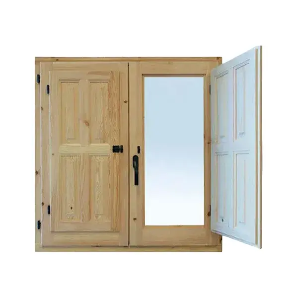 Ventana de madera practicable 100x80 cm con postigo climalit