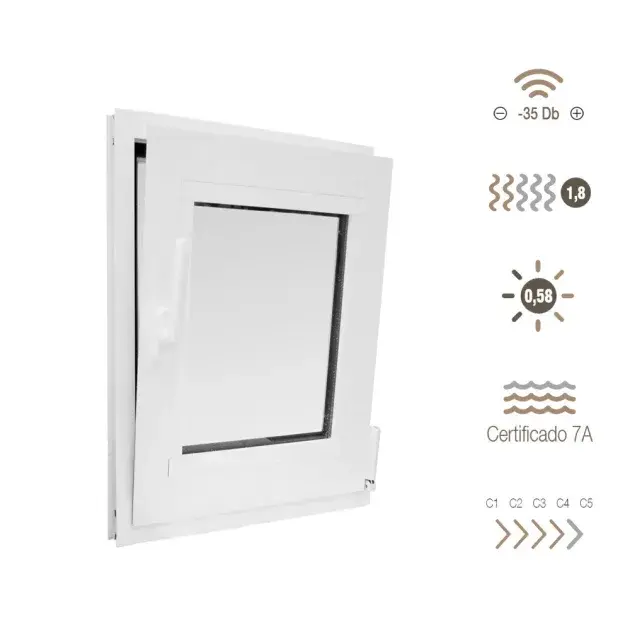Ventana de pvc oscilobatiente 100 x 80 cm derecha
