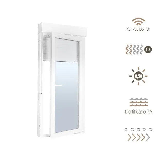 Ventana de pvc oscilobatiente 116 x 80 cm con persiana derecha