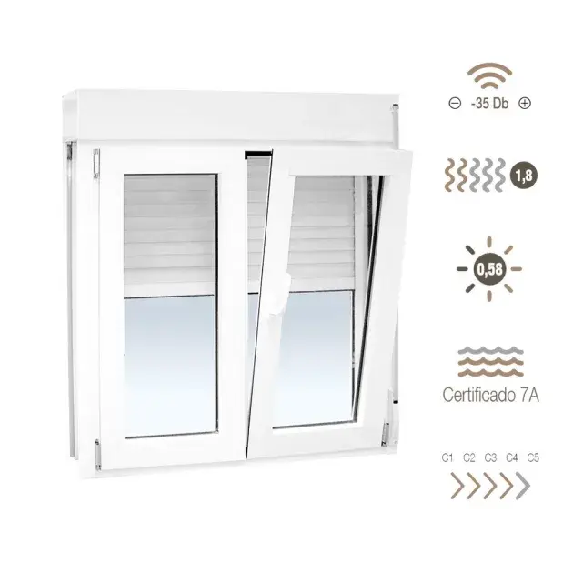 Ventana de pvc oscilobatiente 136 x 120 cm con persiana