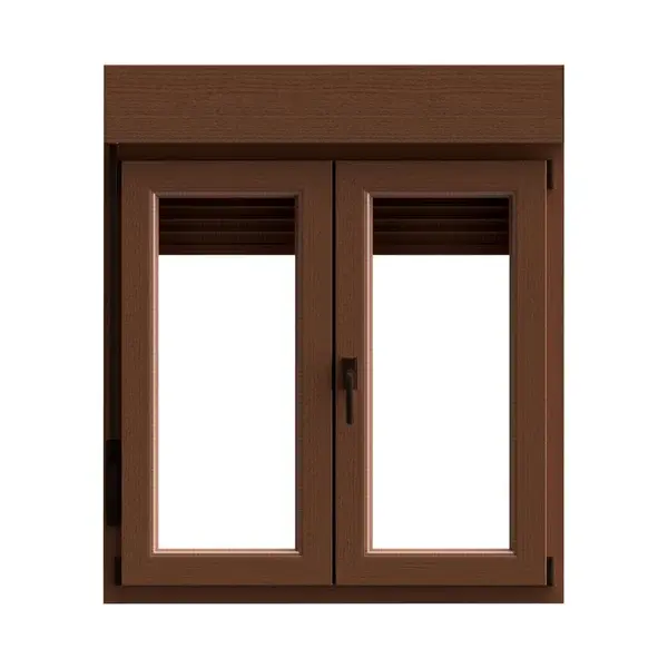 Ventana PVC oscilobatiente con persiana roble 5 cámaras 117x100cm