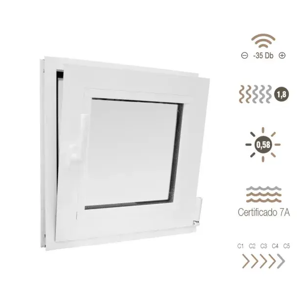 Ventana de pvc oscilobatiente 80 x 80 cm, derecha