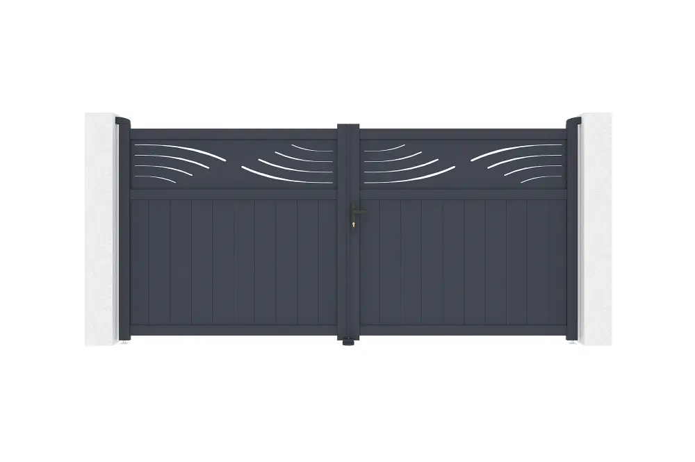 Puerta abatible 3,4m halti al.160cm aluminio + cancela 1m al.160cm