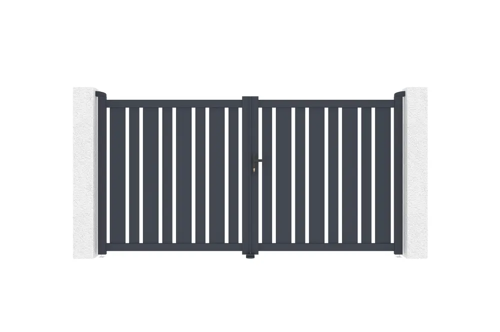 Puerta abatible 3m veymont al.160cm alu gris + 2 postes 20x20cm al.190cm