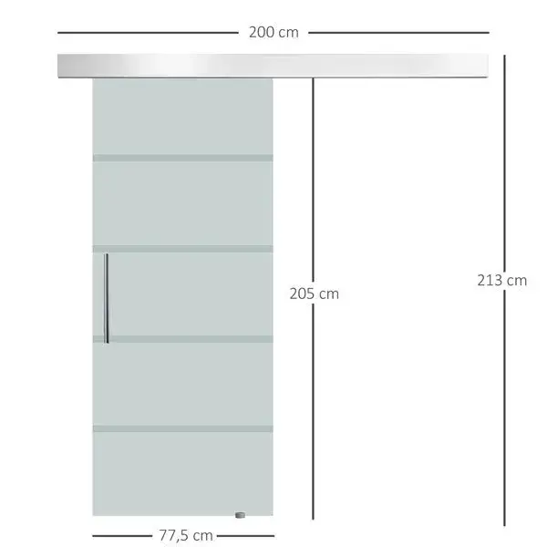 Puerta corredera Homcom de cristal translúcido con rayas 213x200 cm