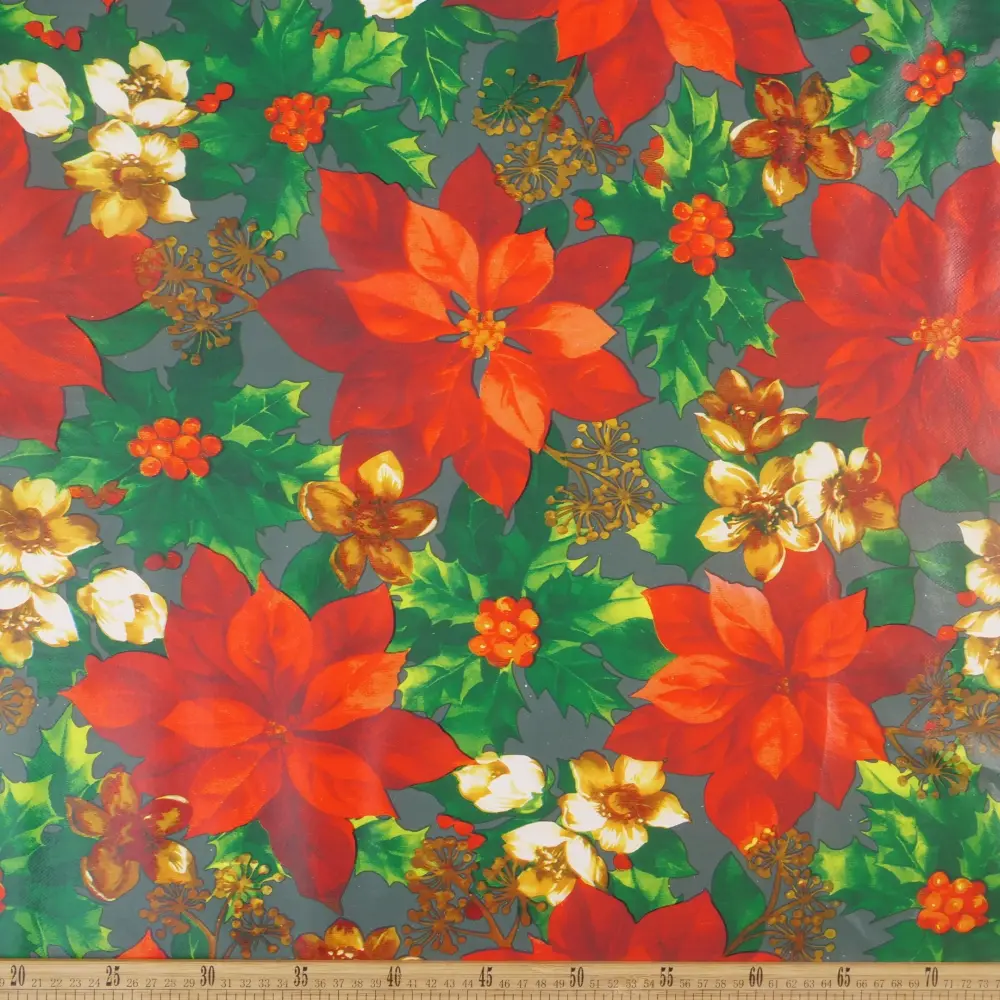 PVC DOBLE NAVIDAD GRIS PALOMA SALVAJE CON POINSETTIA