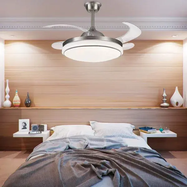 Ventilador de Techo con Plafón DC 4 Aspas Metallo brillante Siroco 107 cm megaled