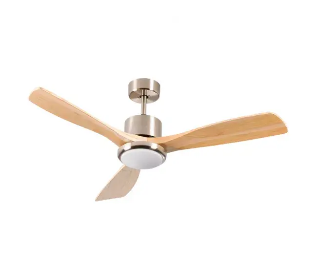 Ventilador de Techo con Luz 3 Aspas 56W 6 Velocidades Alaska Madera Auténtico Dayron